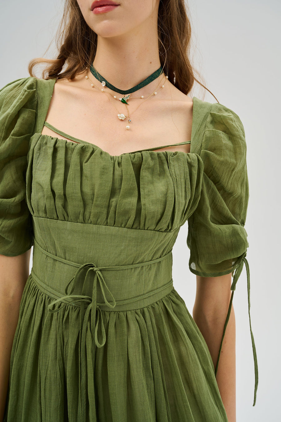Monet - Lace-up Corset Midi Dress