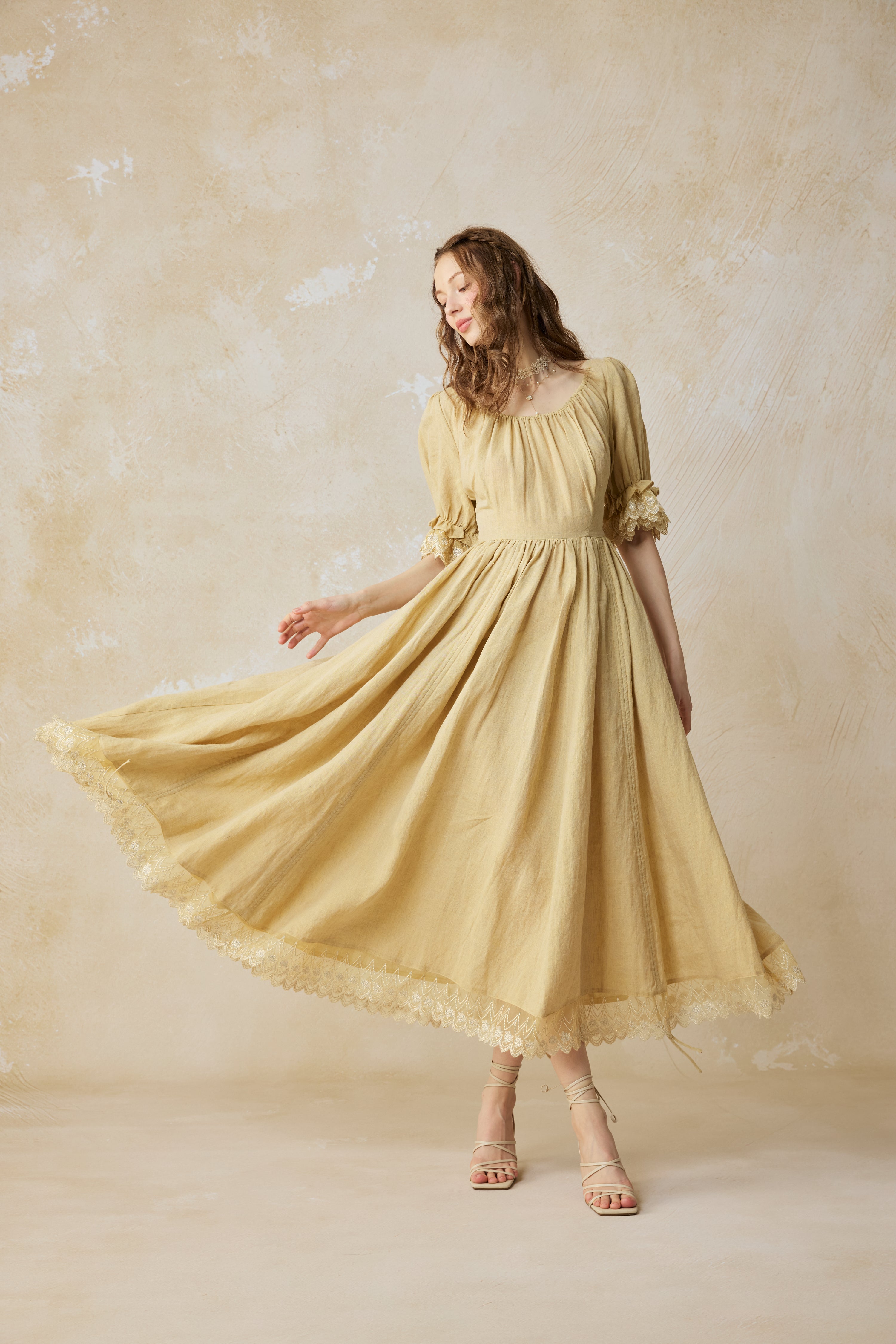 Elowen 27 | Lace Linen dress gown ( 2 way to wear ) – Linennaive