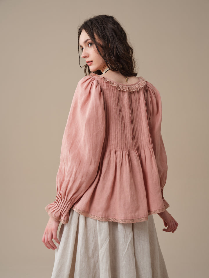 Isadora | Ruby Linen Poet Shirt