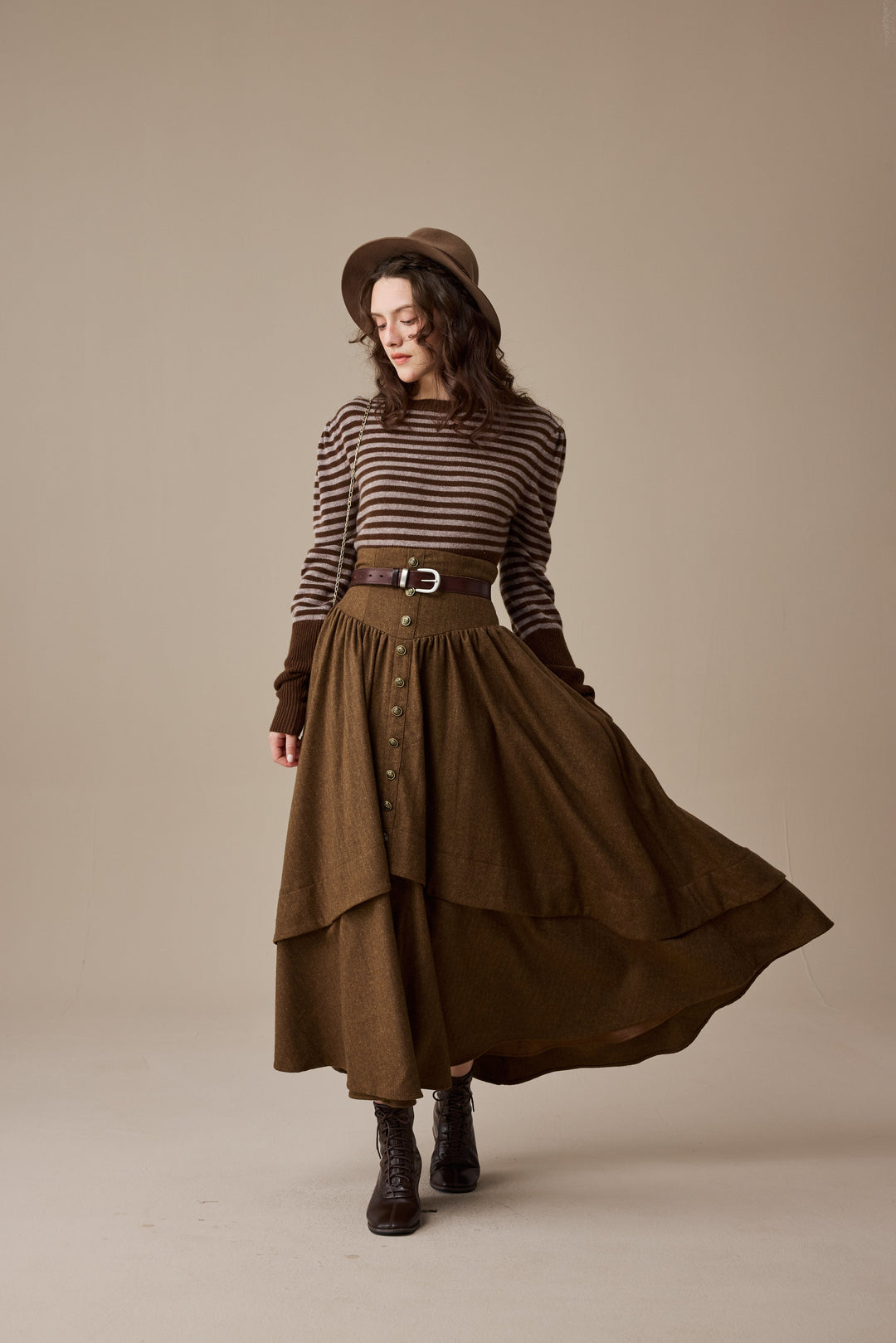 Christina 19 |Retro Layered Wool Skirt