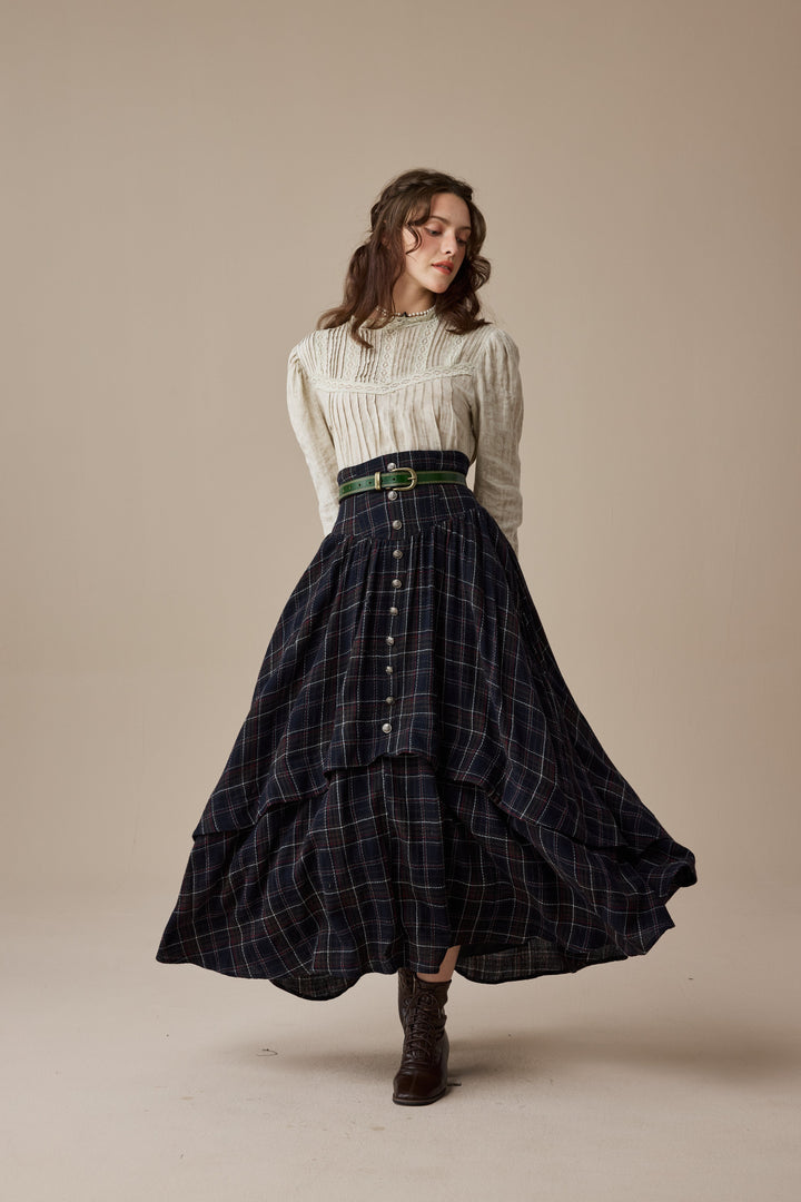Christina 19 |Retro Layered Wool Skirt