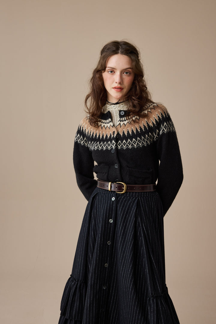 Kaite 18 |ruffled maxi wool skirt