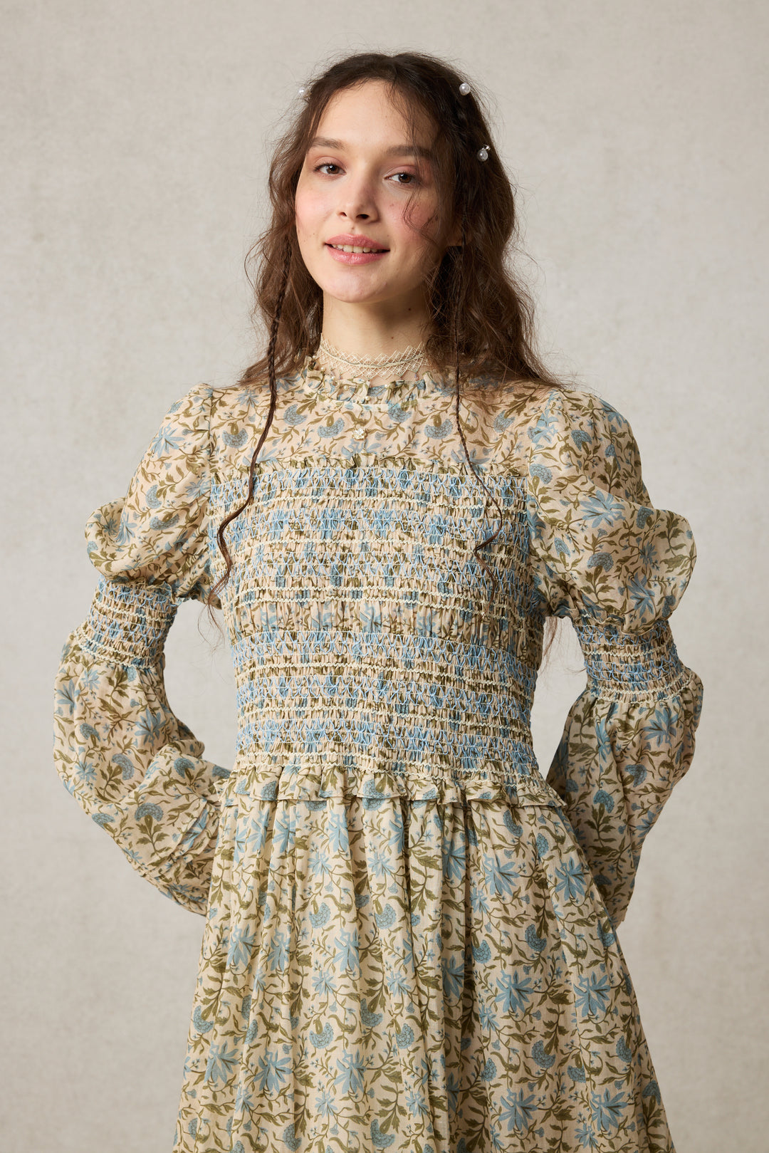 Jane 33 |Edward Smocking Linen Dress Chemise