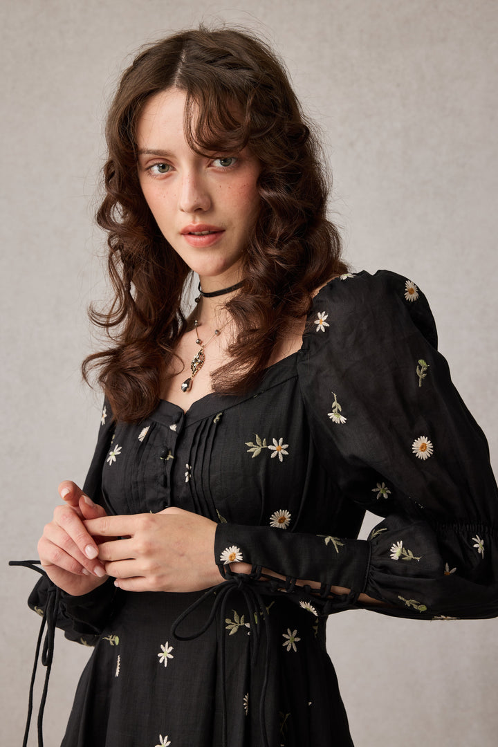 Phoenix 24 | Embroidery Daisy Linen Dress