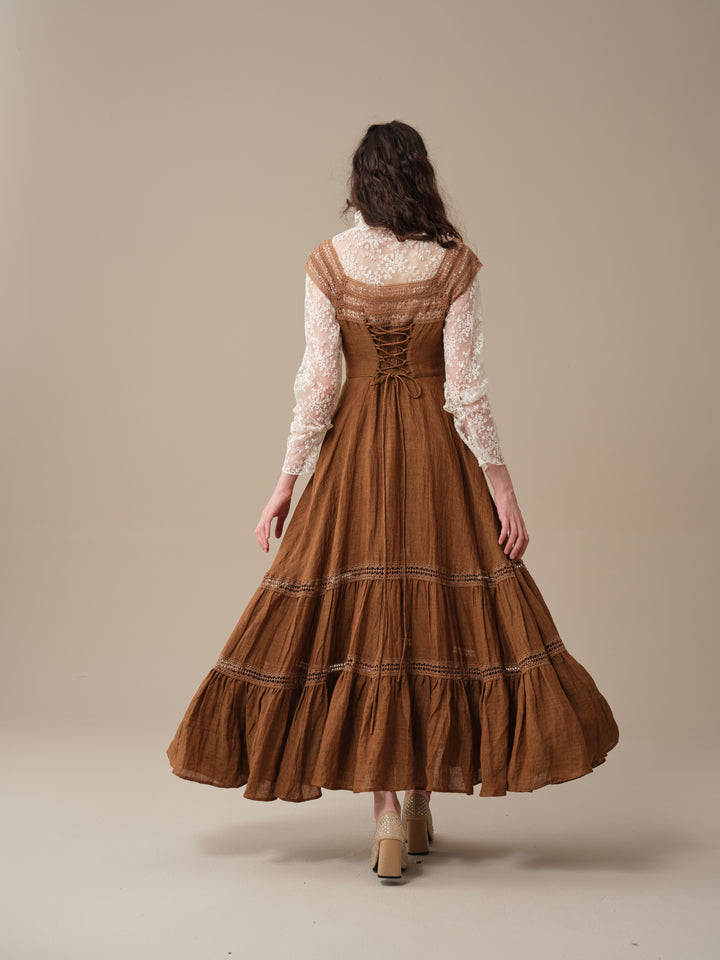 Cherry Tree 25 | Lace Linen flared dress