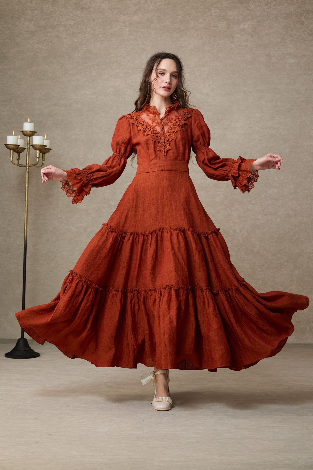 Leona 21 | Lace Maxi Linen Dress