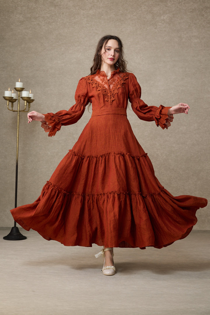 Leona 21 | Lace Maxi Linen Dress