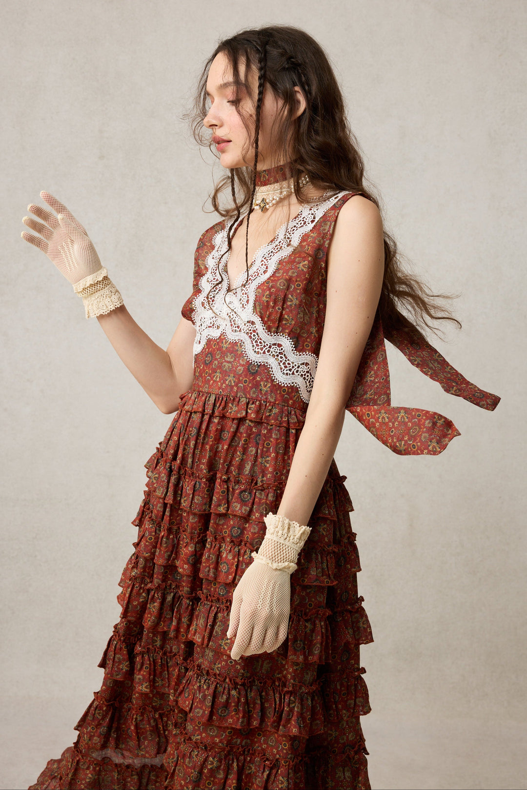 Nolita 28 |Lace & Linen Dress Gown With Gift scarf) Linennaive Nolita 28 |Lace & Linen Dress Gown With Gift scarf) Linennaive