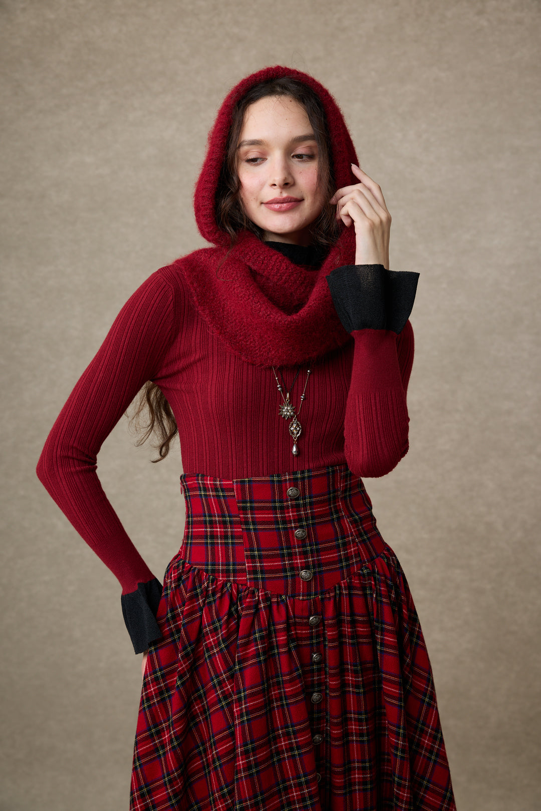 Christina 19 |Retro Layered Wool Skirt