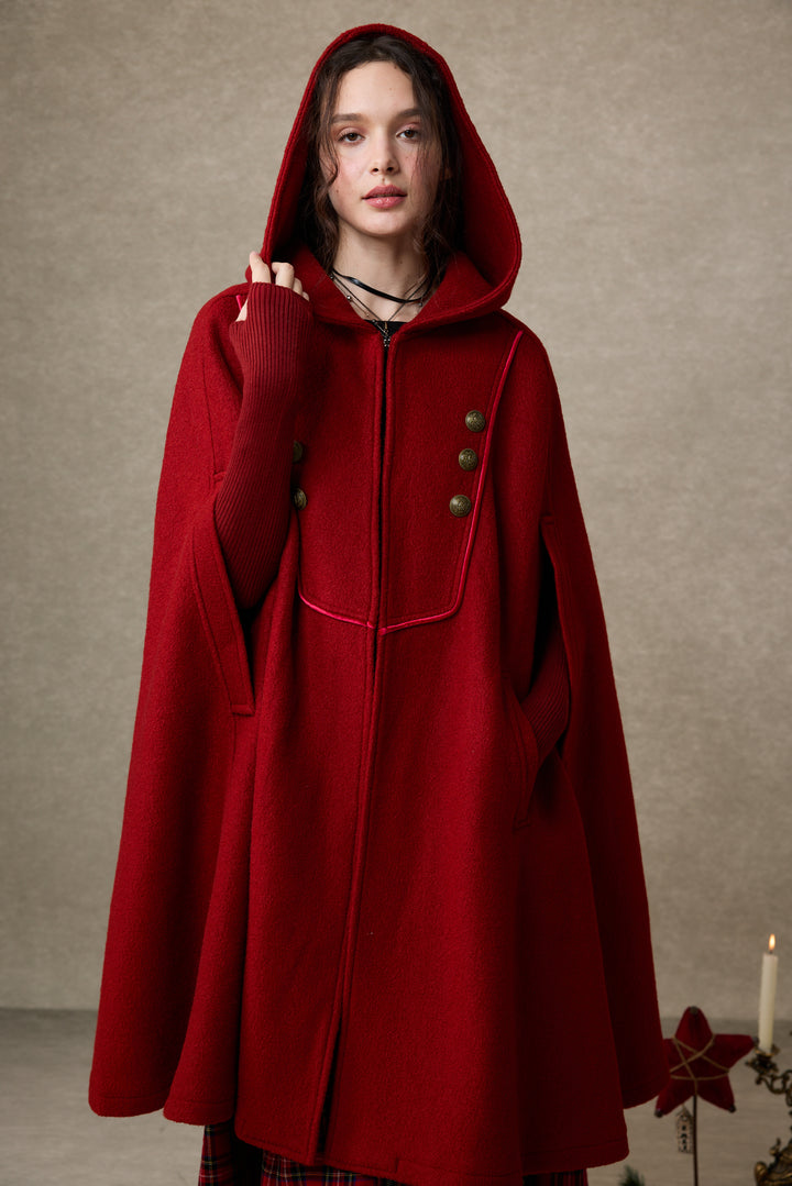 Briar 33 | 100% Wool Hooded Cape Coat