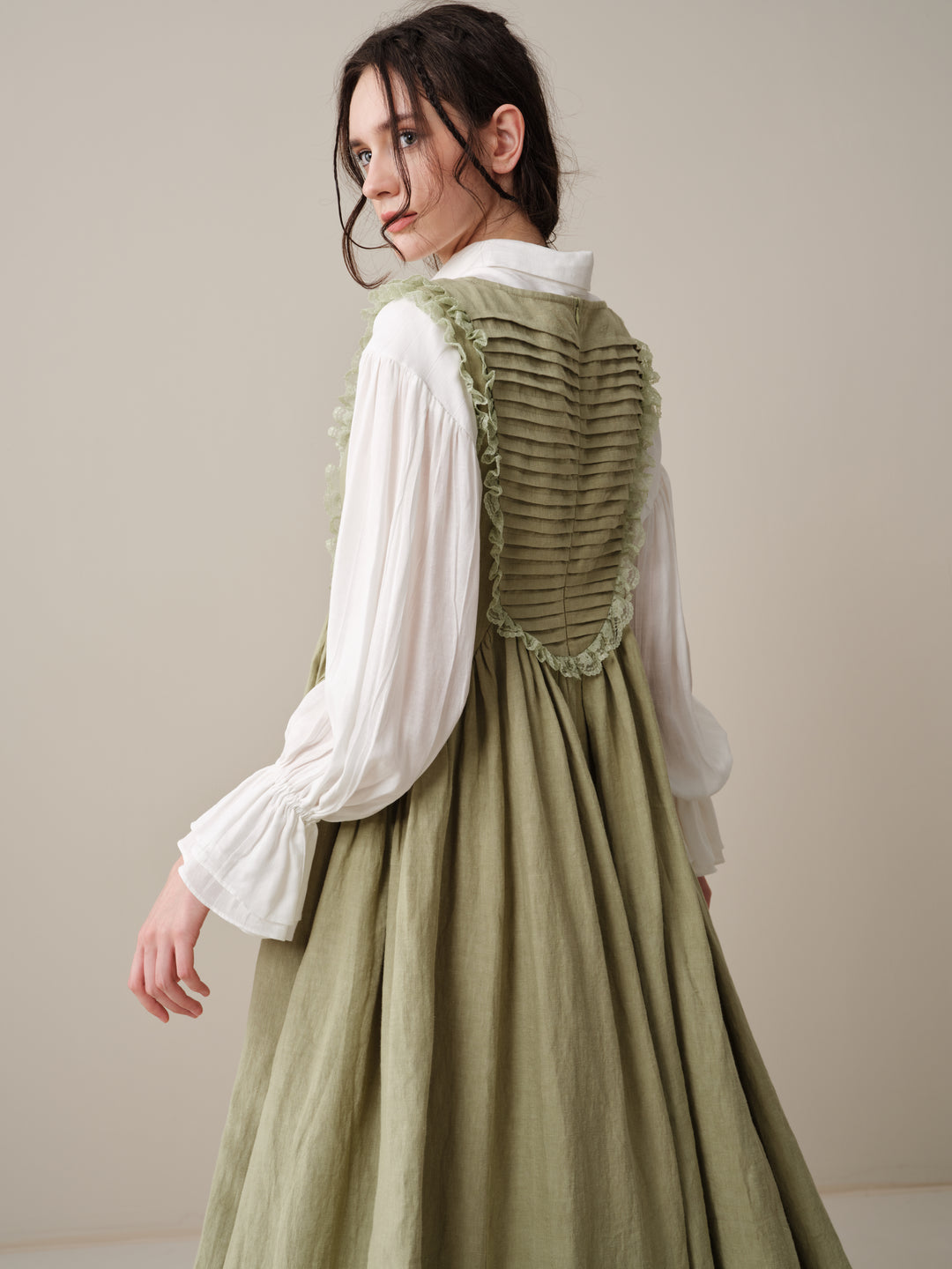Edith 14 | Pleated Corset Linen Dress