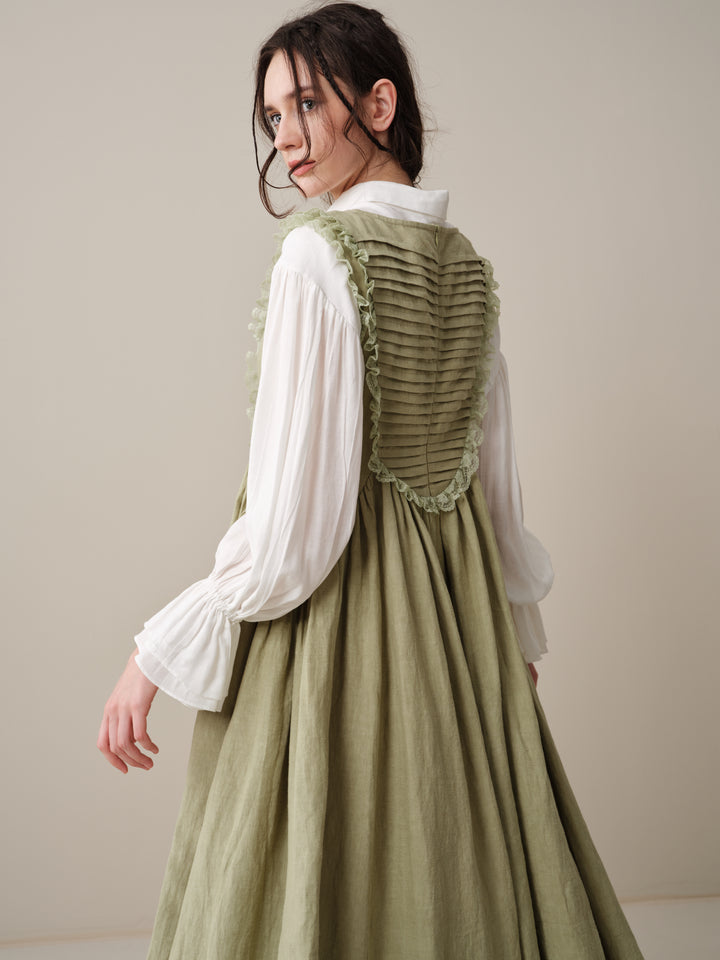 Edith 14 | Pleated Corset Linen Dress