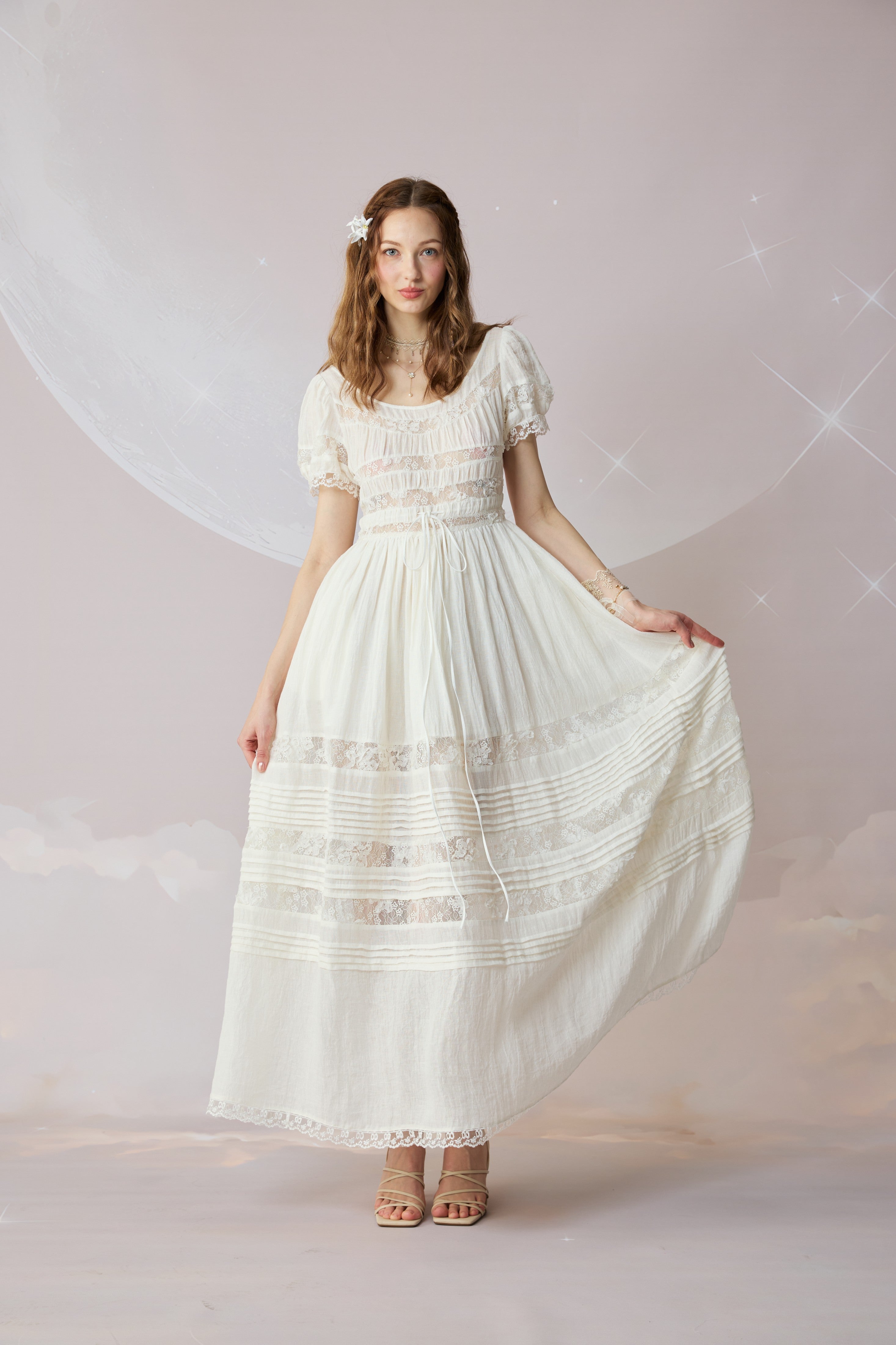 Dawn 17 | Lace Linen Dress Gown – Linennaive