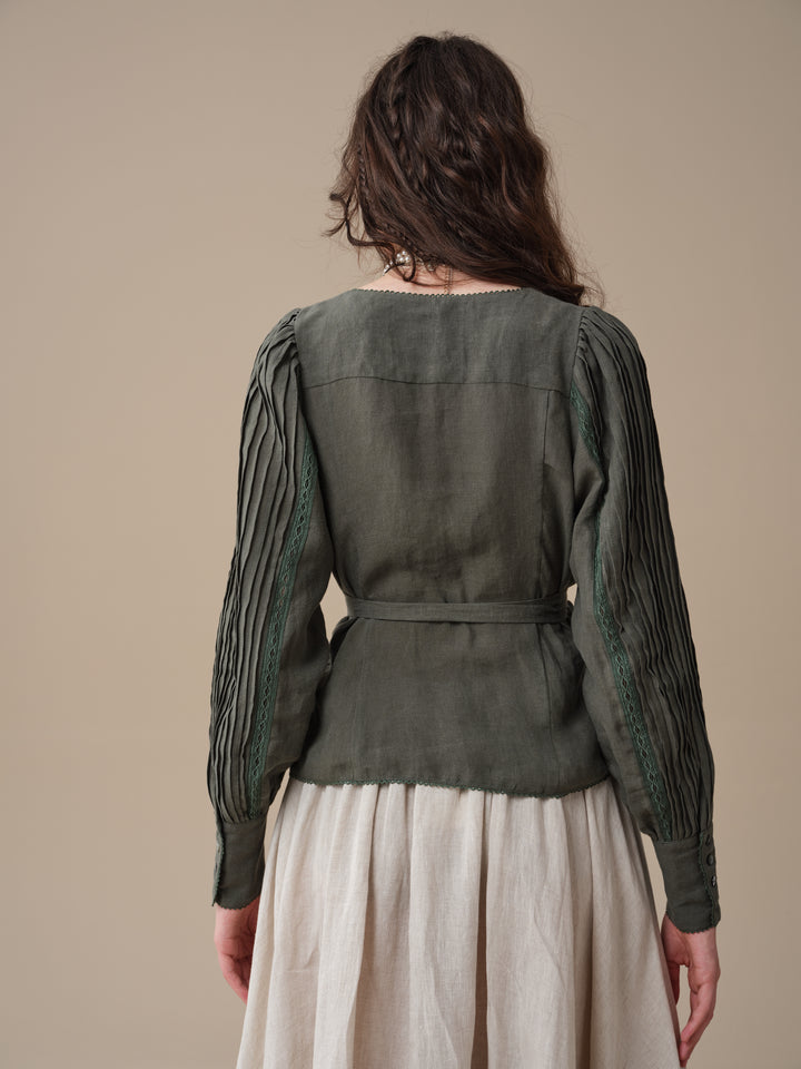 Marguerite | Soft Linen Wrap Blouse