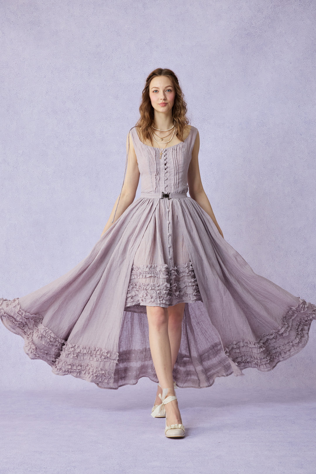 Wearable Poetry 17 | Ruffled linen dress & skirt （2 pieces)