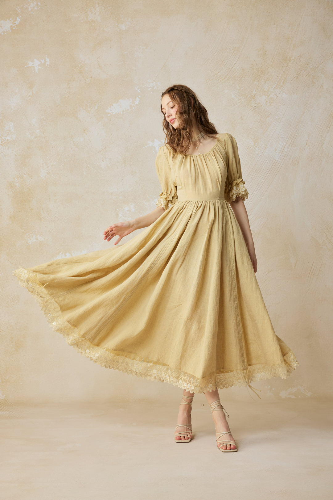Elowen 27 | Lace Linen dress gown ( 2 way to wear )