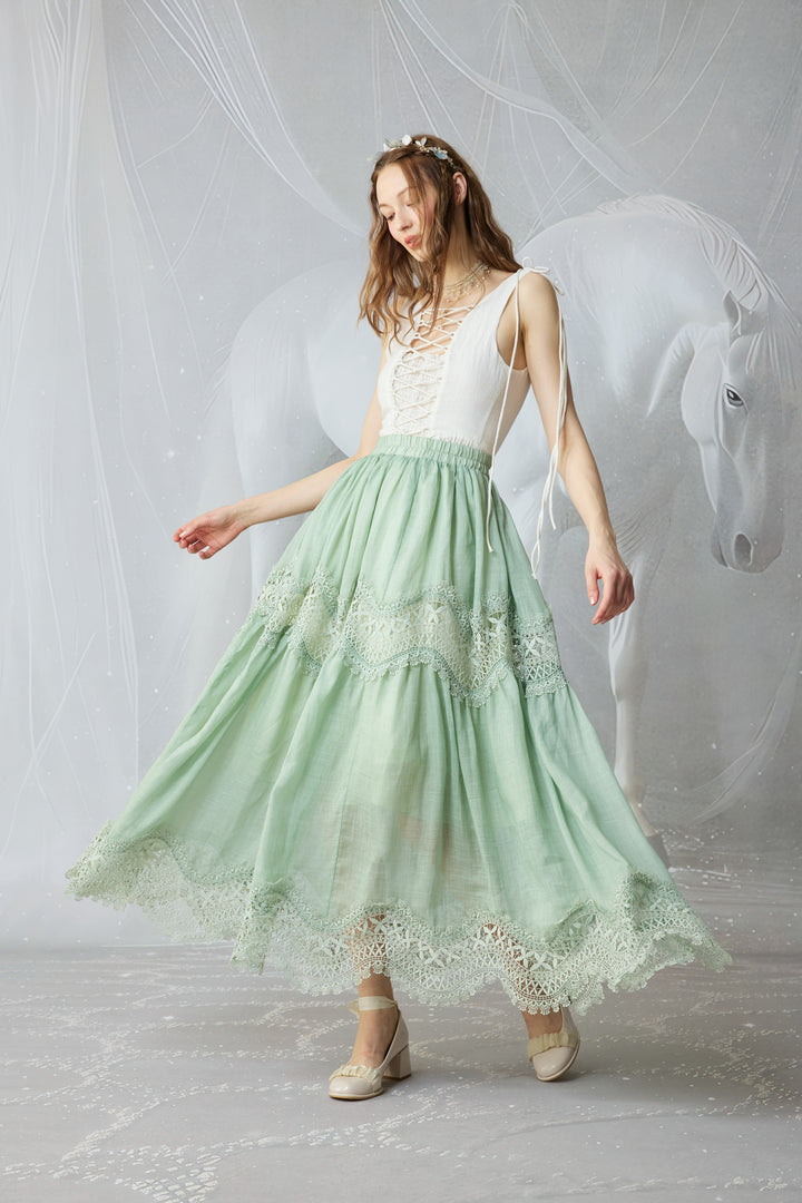 Moonstone 22 |Lace linen Maxi skirt