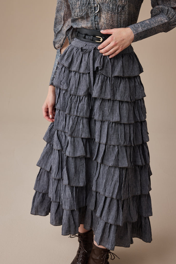 Ischia 14 | Layered petal linen skirt