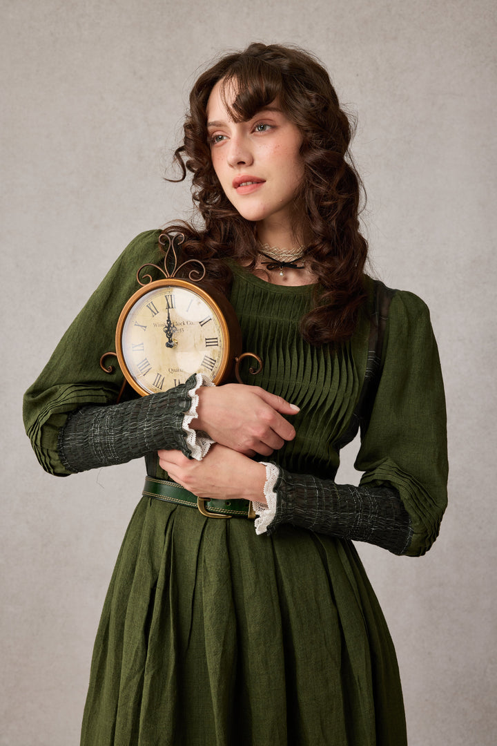 Eliana 15 | Pintucked Patchwork Linen Dress