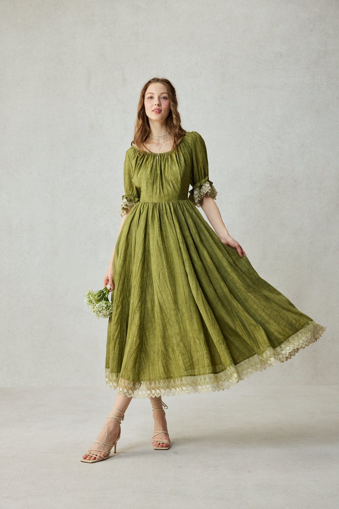 Elowen 27 | Lace Linen dress gown ( 2 way to wear )
