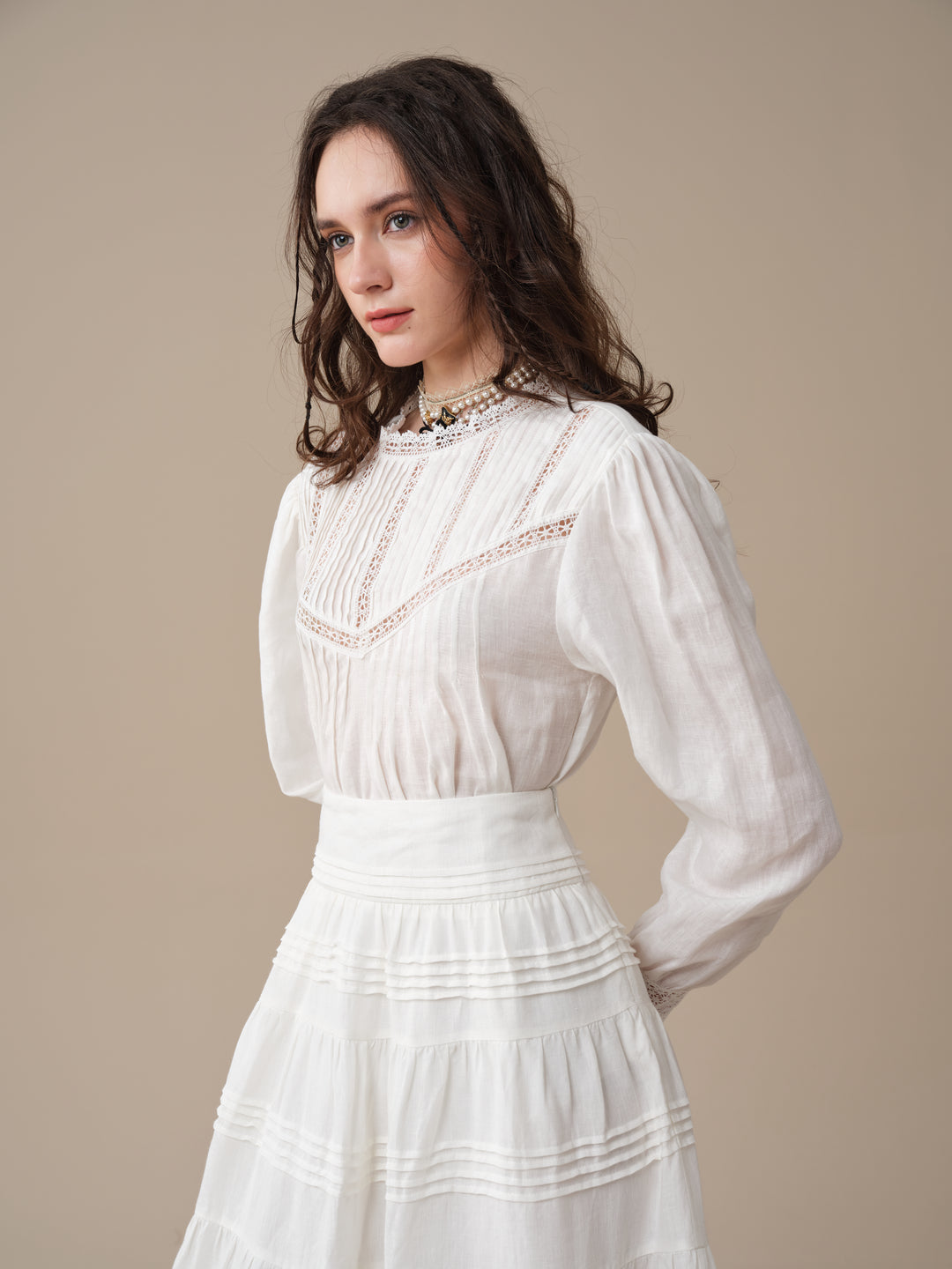 Alice 12 |  Pintuck Linen Maxi Skirt