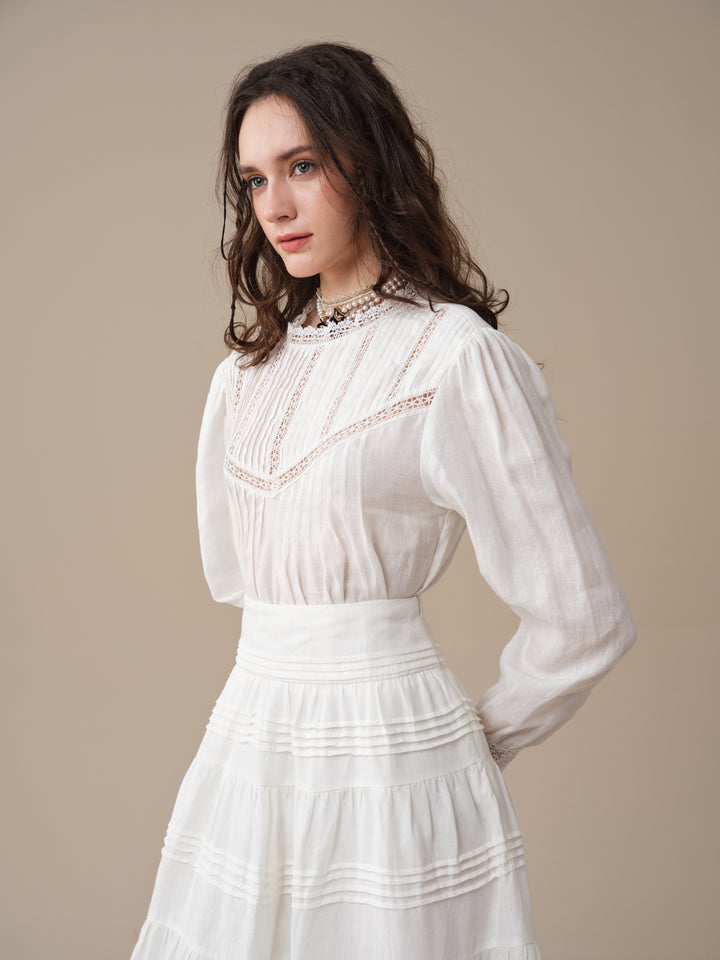 Alice 12 |  Pintuck Linen Maxi Skirt