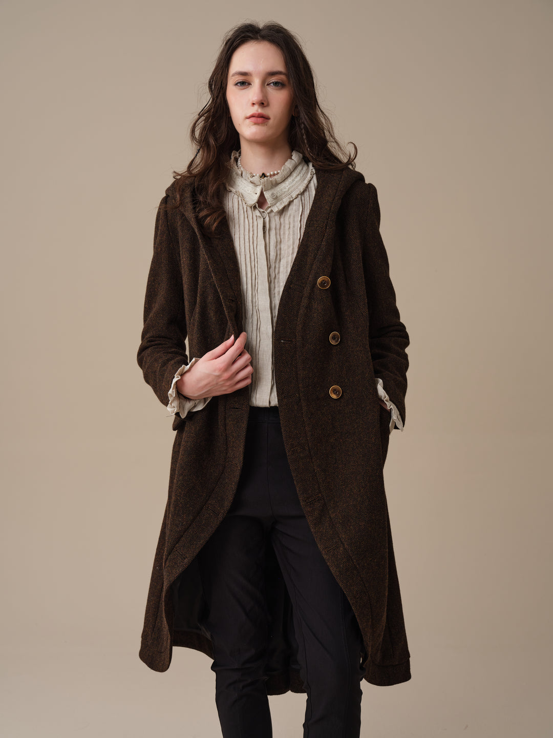 Augusta 02 | Tailored Hooded  100% Wool Coat