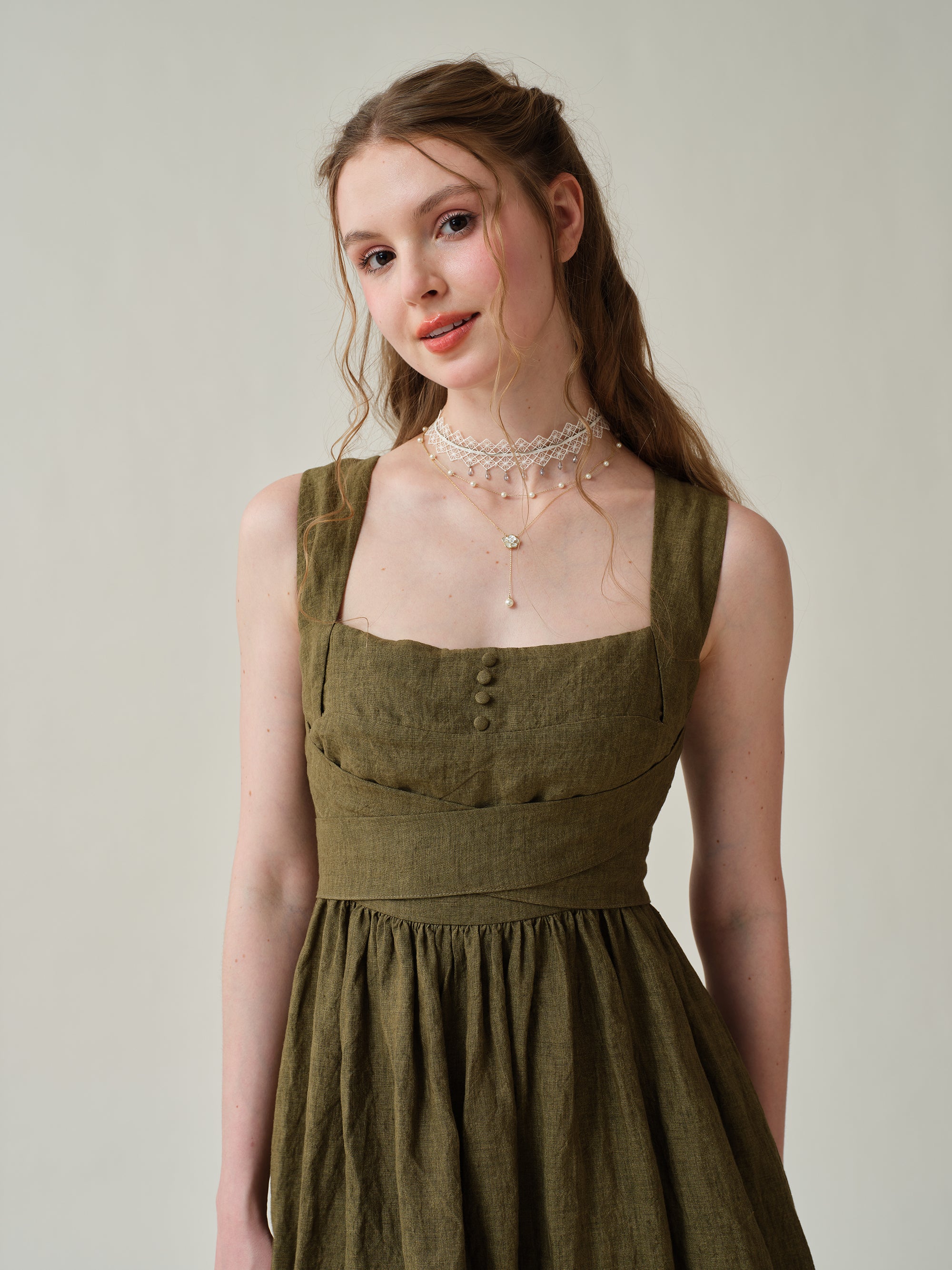 Vetiver 23 | cross back linen dress – Linennaive