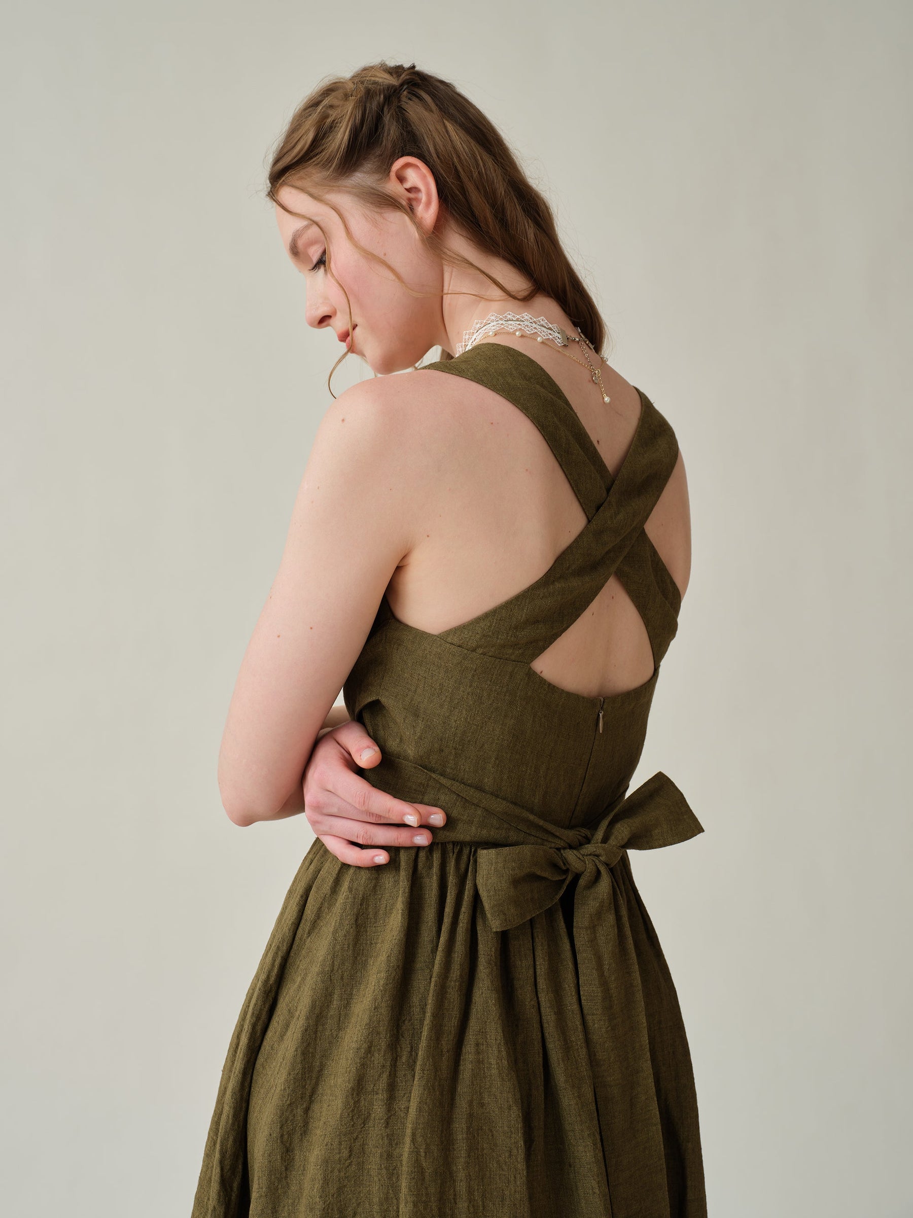 Adjustable strap linen dress VIVARA