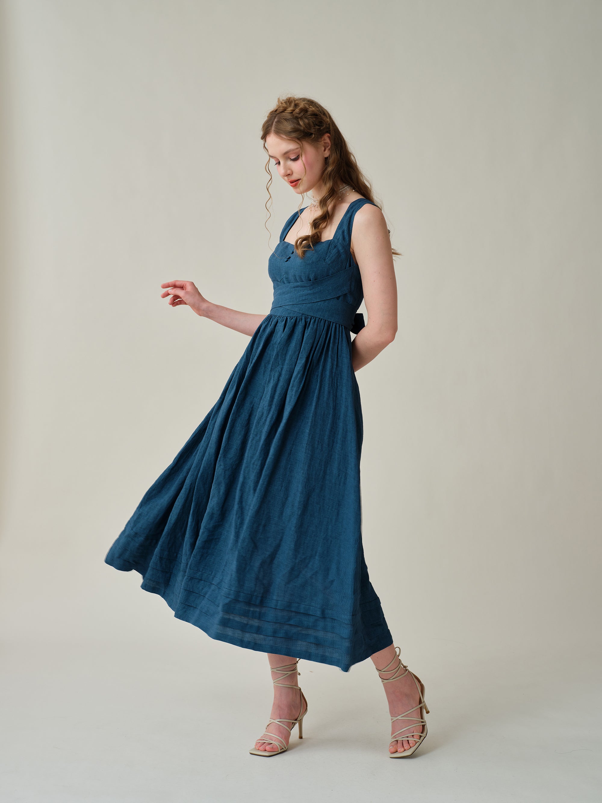 Vetiver 23 | cross back linen dress – Linennaive