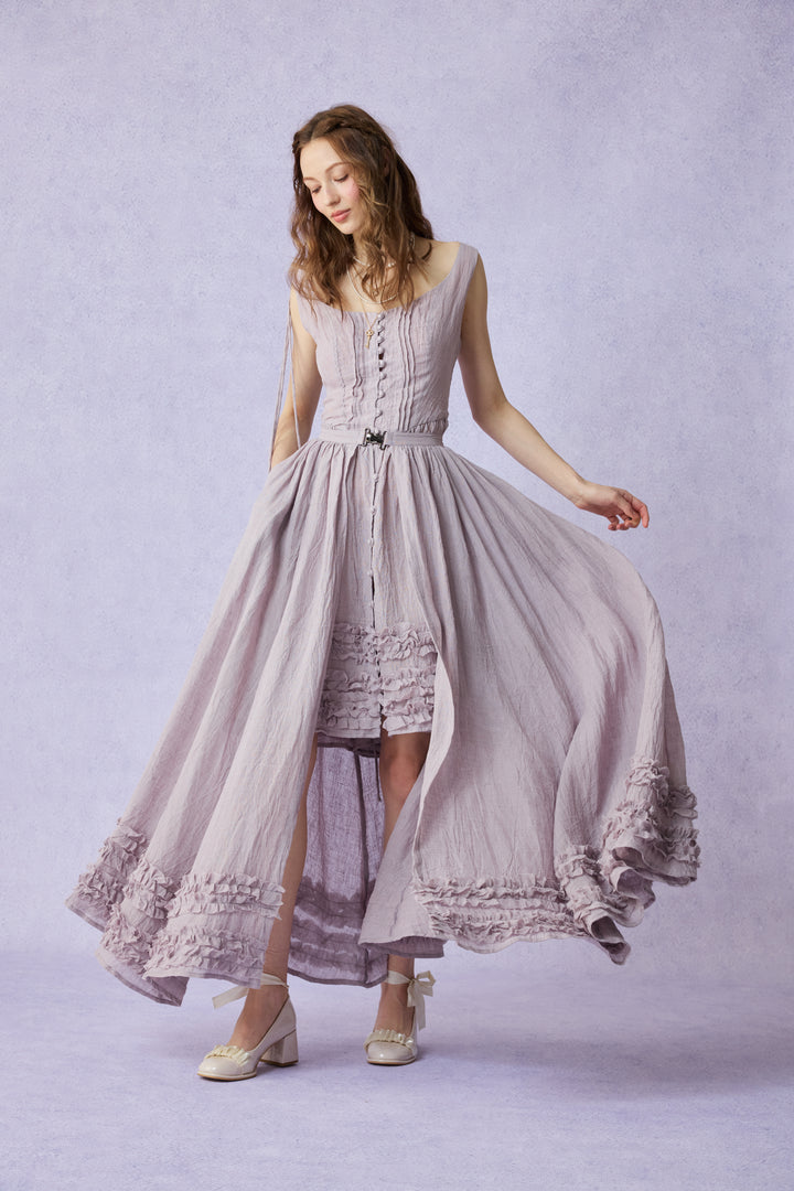 Wearable Poetry 17 | Ruffled linen dress & skirt （2 pieces)