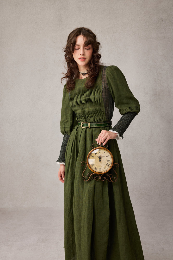 Eliana 15 | Pintucked Patchwork Linen Dress