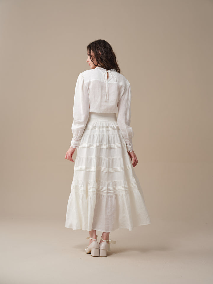Alice 12 |  Pintuck Linen Maxi Skirt