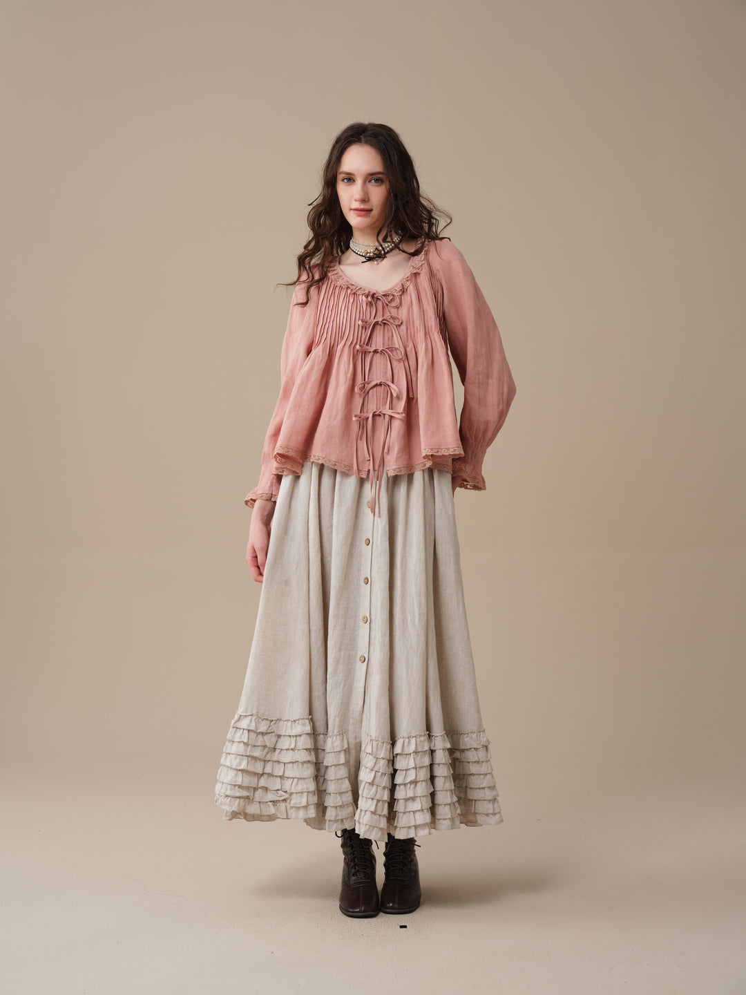 Isadora | Ruby Linen Poet Shirt