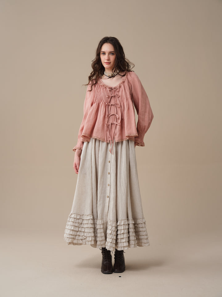 Isadora | Ruby Linen Poet Shirt