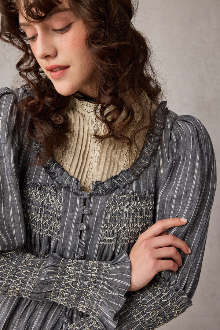 Jasmine 21 |smocking linen dress