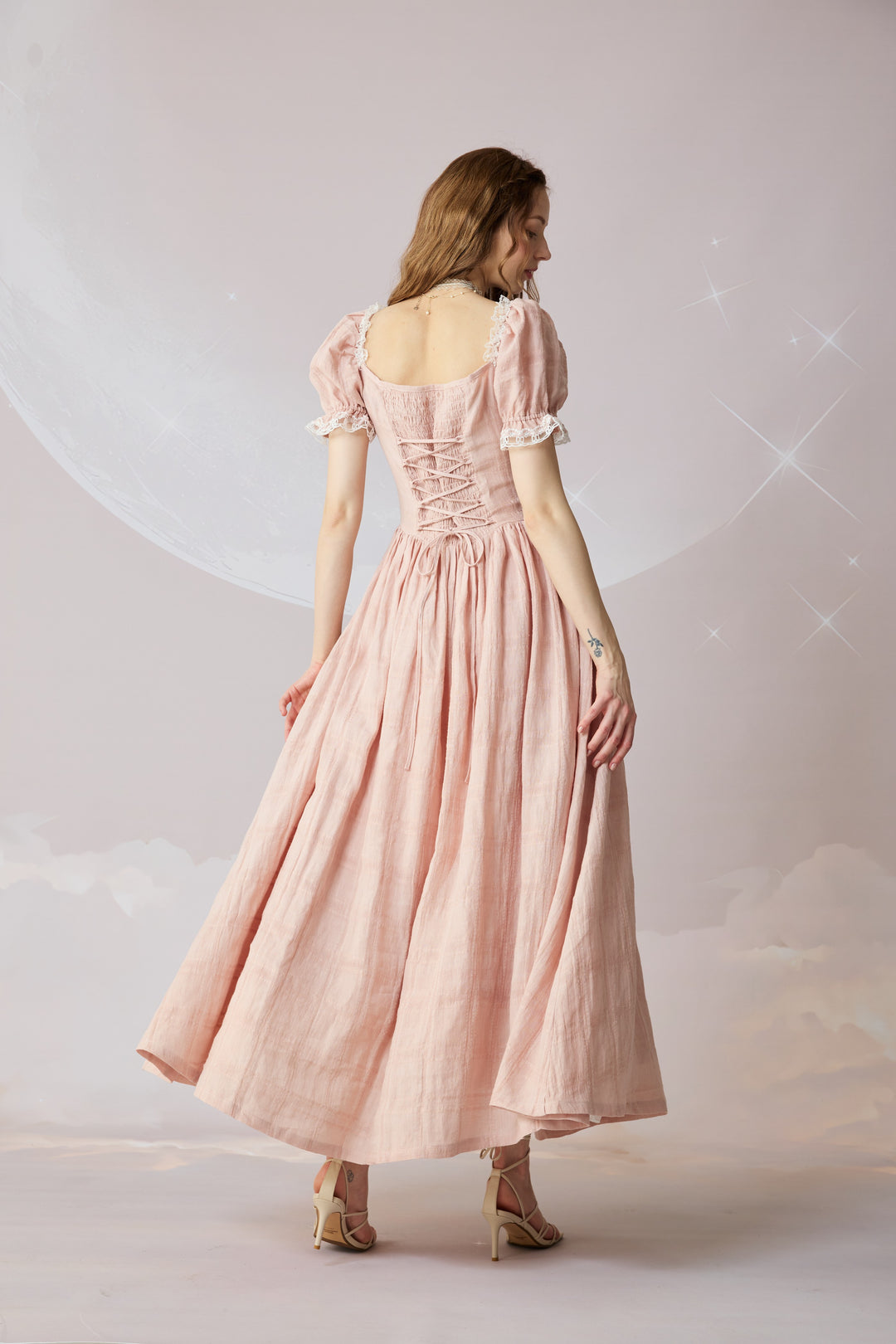 Monet Haze 26 | Fairy layered Linen Dress with pintucks Linennaive Monet Haze 26 | Fairy layered Linen Dress with pintucks Linennaive
