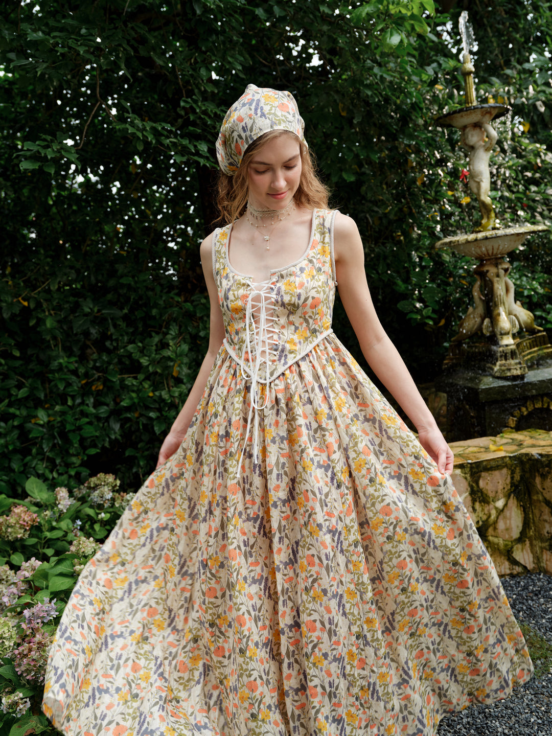 Anis 23 | Lace-up Jacquard Linen Corset Dress