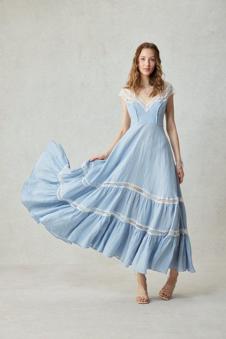 Cherry Tree 25 | Lace Linen flared dress