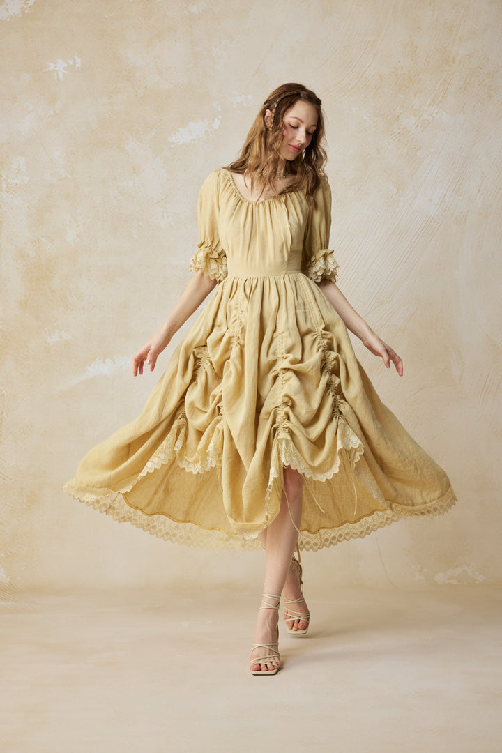 Elowen 27 | Lace Linen dress gown ( 2 way to wear )