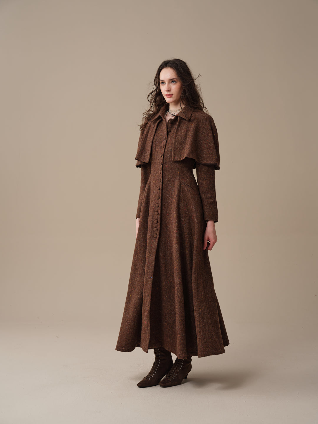Charlotte 01 | 100% Wool Cape Trench Coat