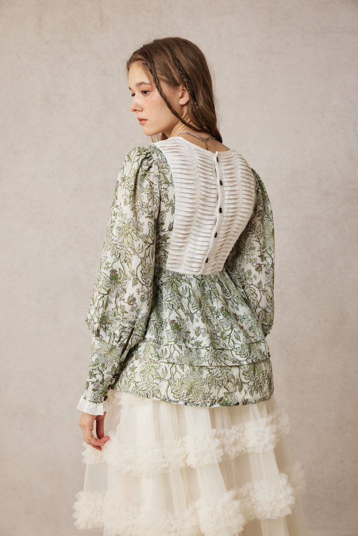 Lydia 18 | Linen Pintucked Puff Sleeve Blouse