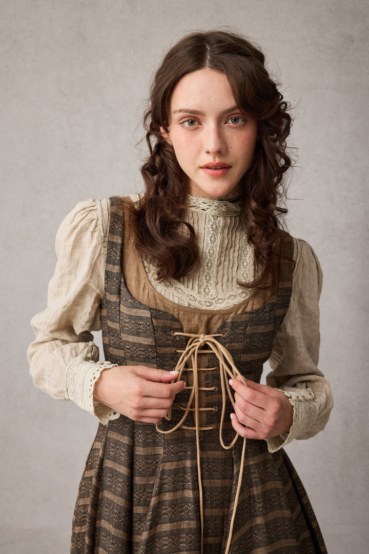 Alisa 25 | lace up linen dress