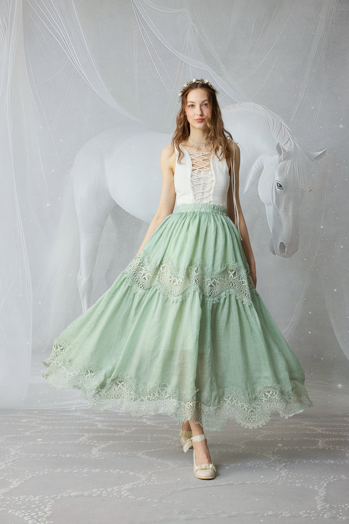 Moonstone 22 |Lace linen Maxi skirt