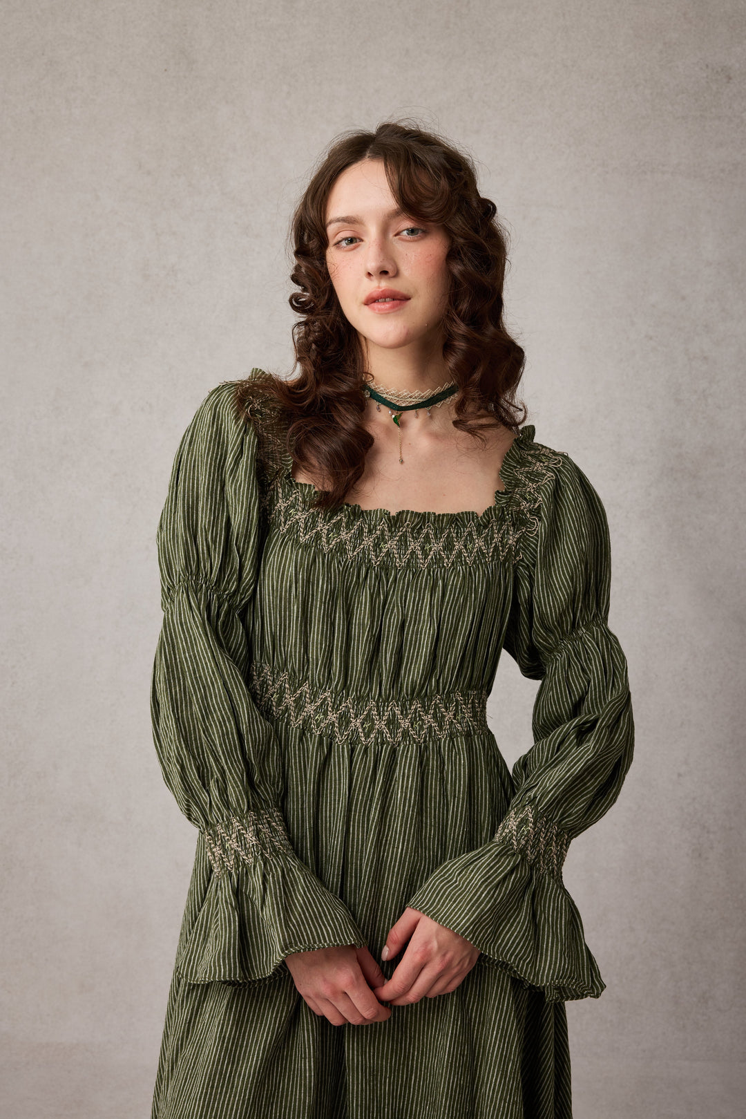 Cloud 21 | smocking embroidery linen dress