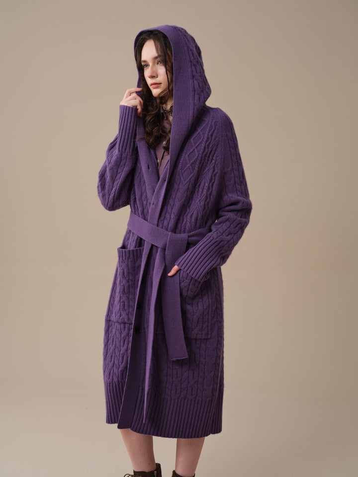 Hudson 15 | 100% wool hooded cardigan coat