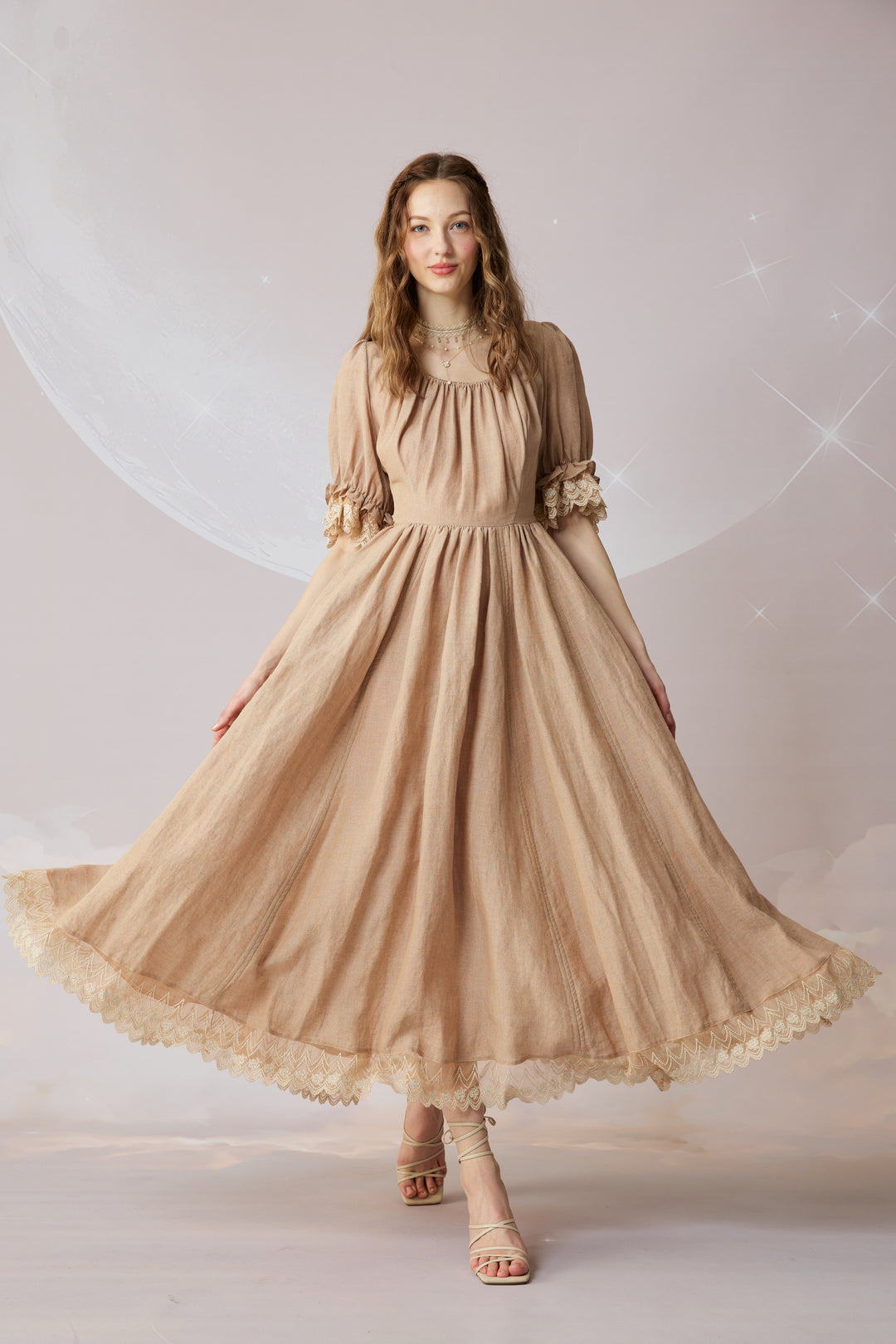Elowen 27 | Lace Linen dress gown ( 2 way to wear )