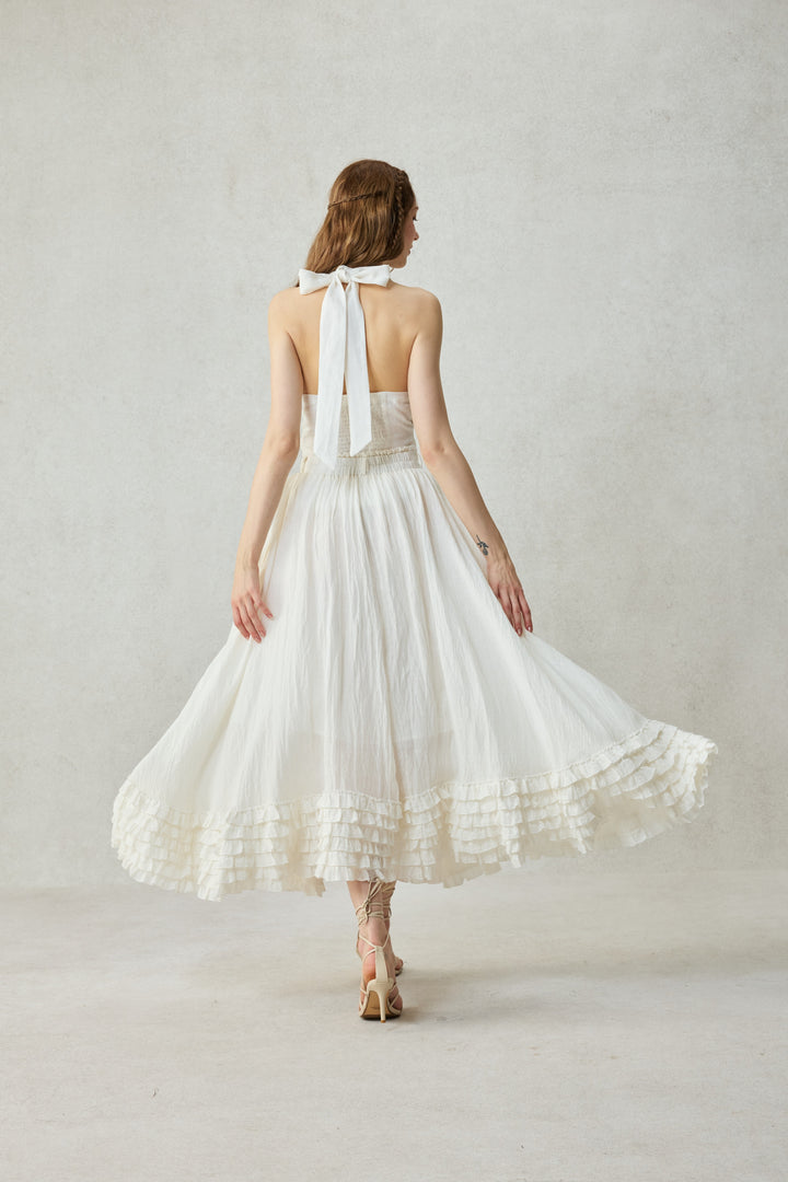 Dorothy 27 | Ruffled maxi linen skirt