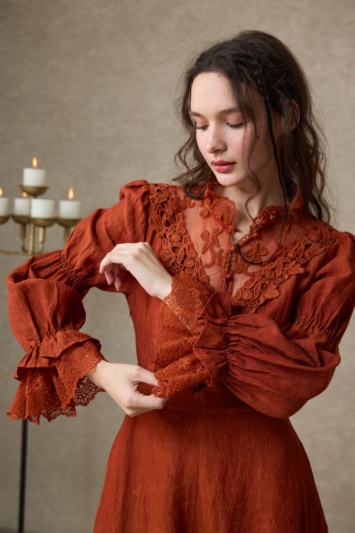 Leona 21 | Lace Maxi Linen Dress