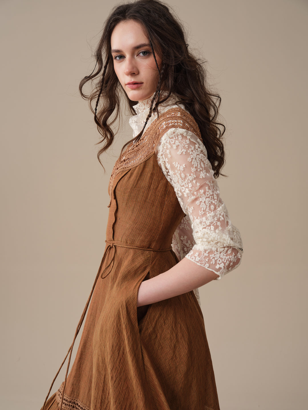 Cherry Tree 25 | Lace Linen flared dress